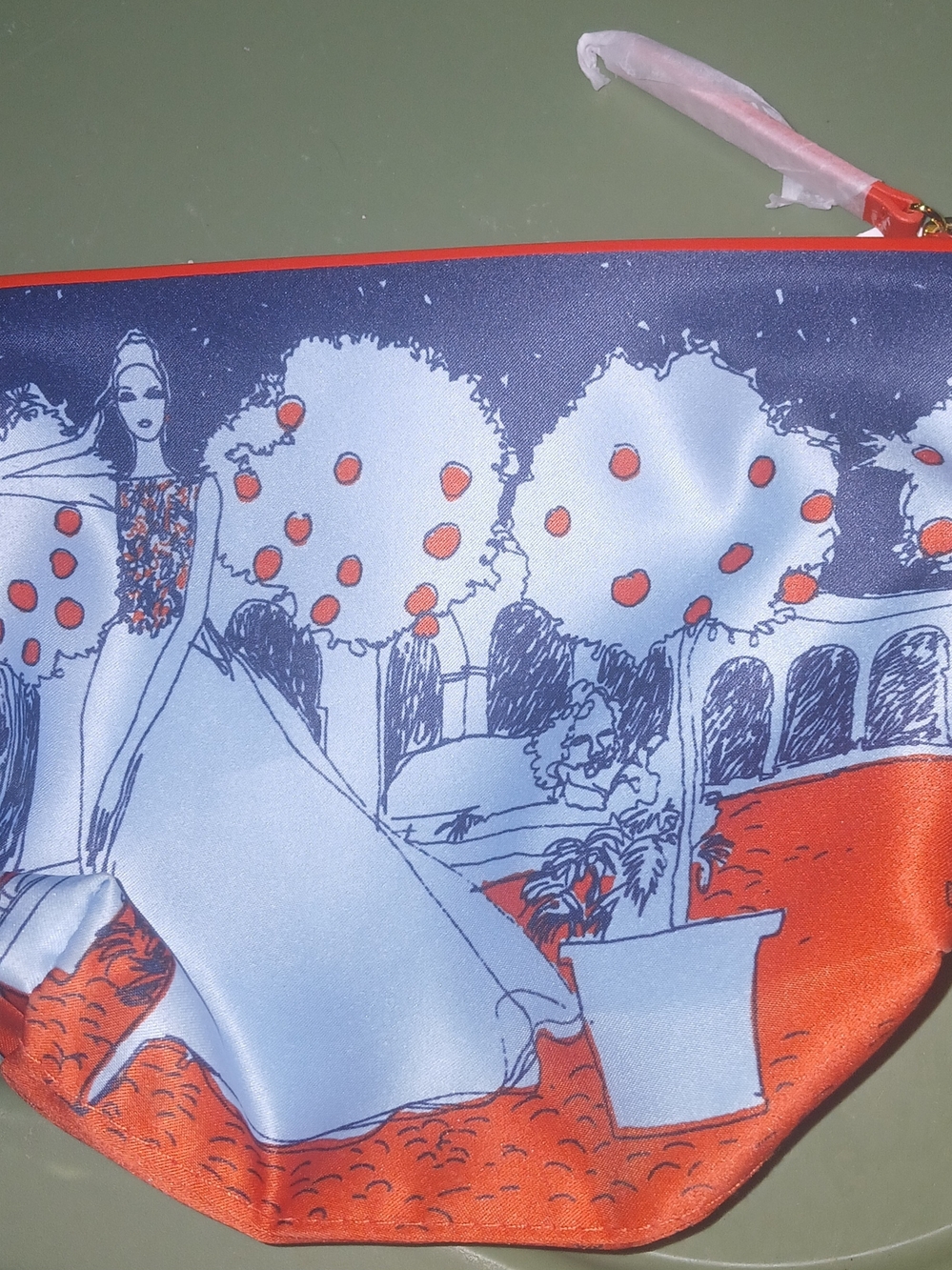 Estee Lauder Orange and Blue Illustrated Cosmetic Pouch